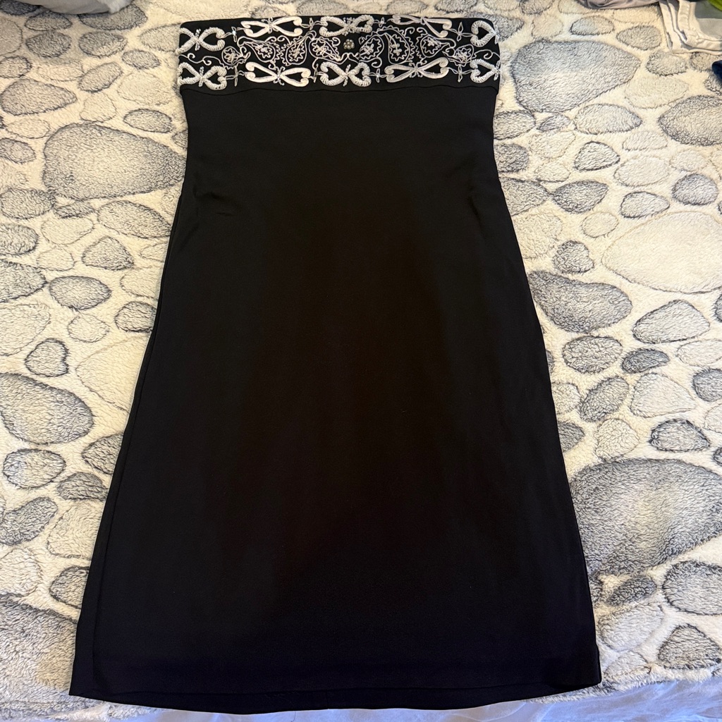Cache Black Dress With White Accents